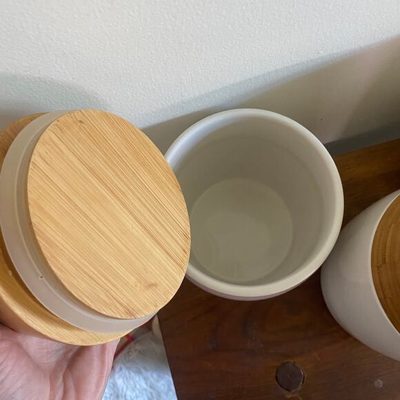 HTF Starbucks 2009 Set of 3 Coffee Tea Sugar Kitchen Counter Canisters - Picture 4 of 7